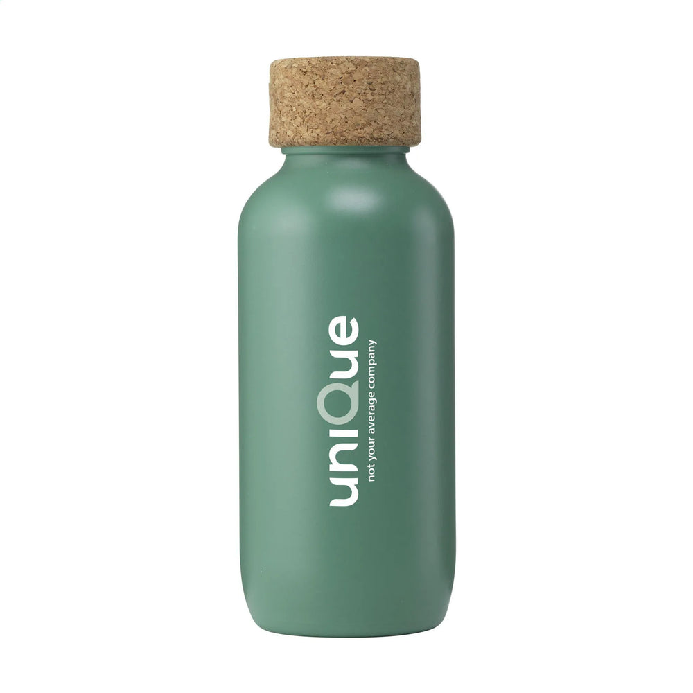 Ecobottle waterfles 650 ml van suikerriet en kurk, Groen - 311776