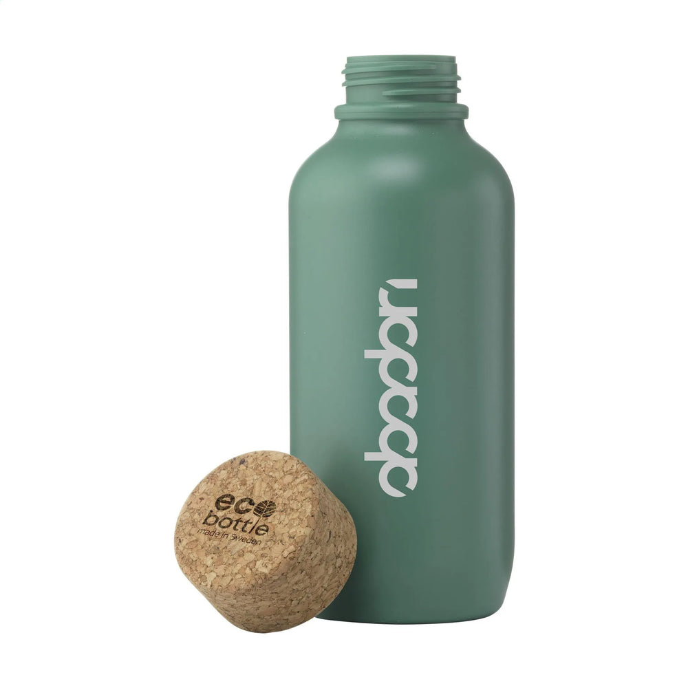 Ecobottle waterfles 650 ml van suikerriet en kurk, Groen - 311776