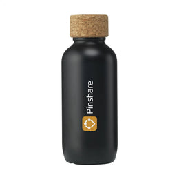 Ecobottle waterfles 650 ml van suikerriet en kurk, Zwart - 311776