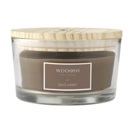 Woosh geurkaars in glas met houten lont, Bruin - 311790