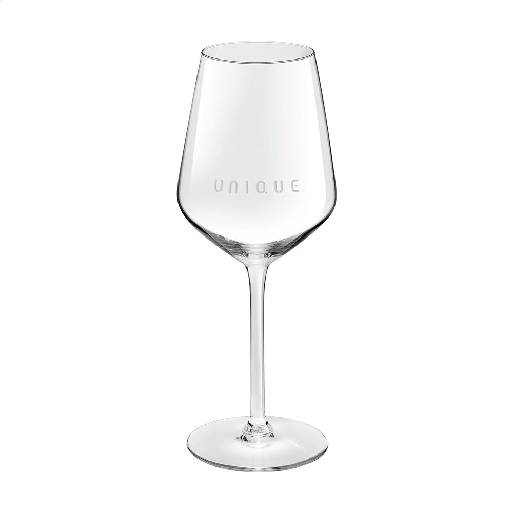 Wijnglas 370 ml met lange steel met gravering, Transparant - 311887