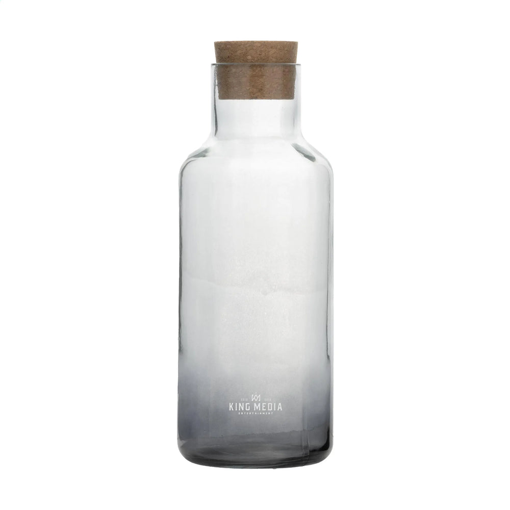 Open smokey karaf van glas met kurk, inhoud 1250 ml met logo – artikelnummer 31261129
