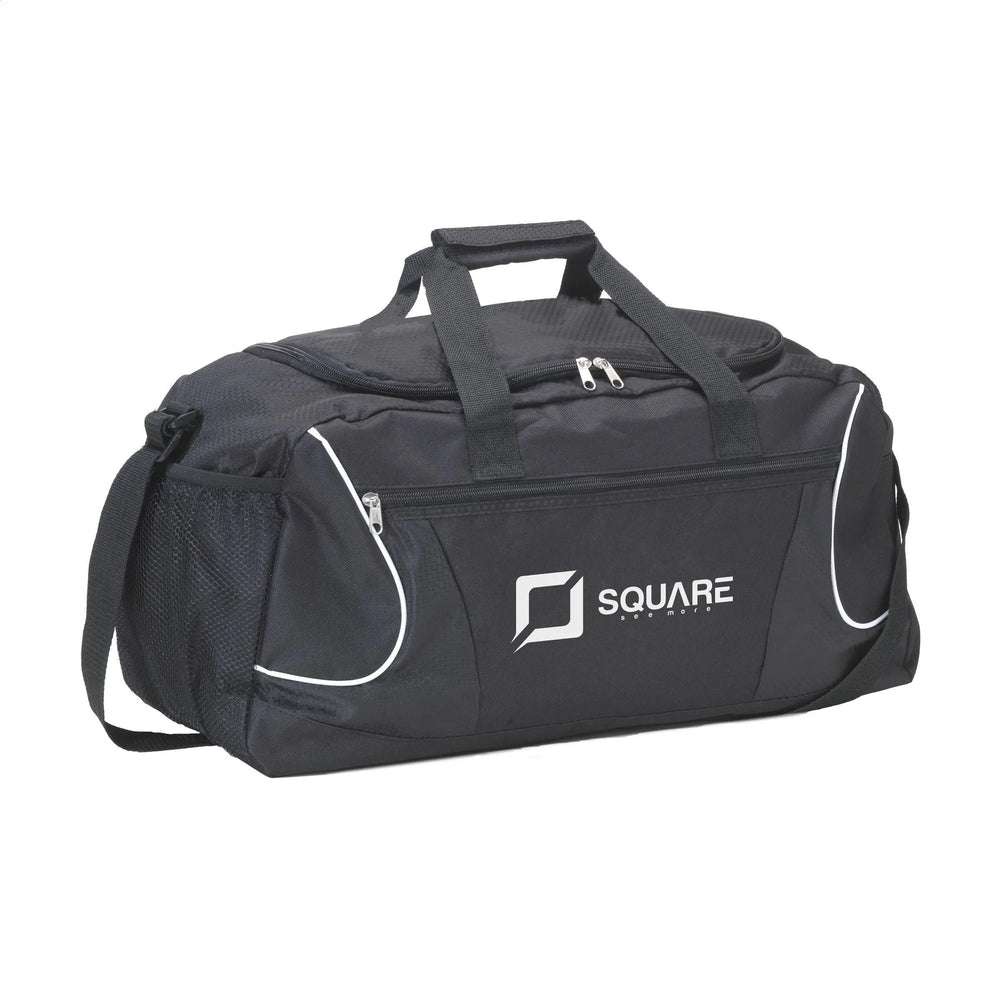 Sport- en reistas van 600d polyester schuin van voren met bedrukking, Zwart - 31264859