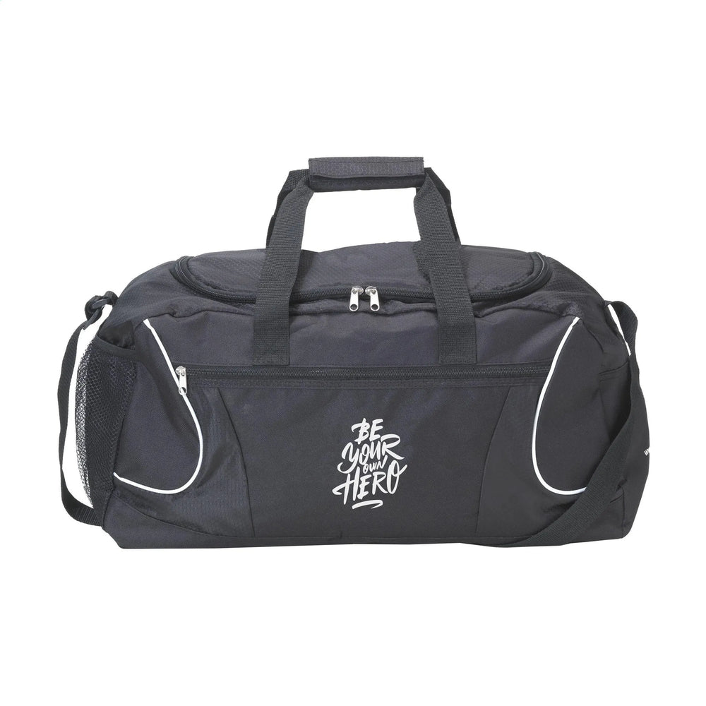 Sport- en reistas van 600d polyester voorzijde met bedrukking, Zwart - 31264859