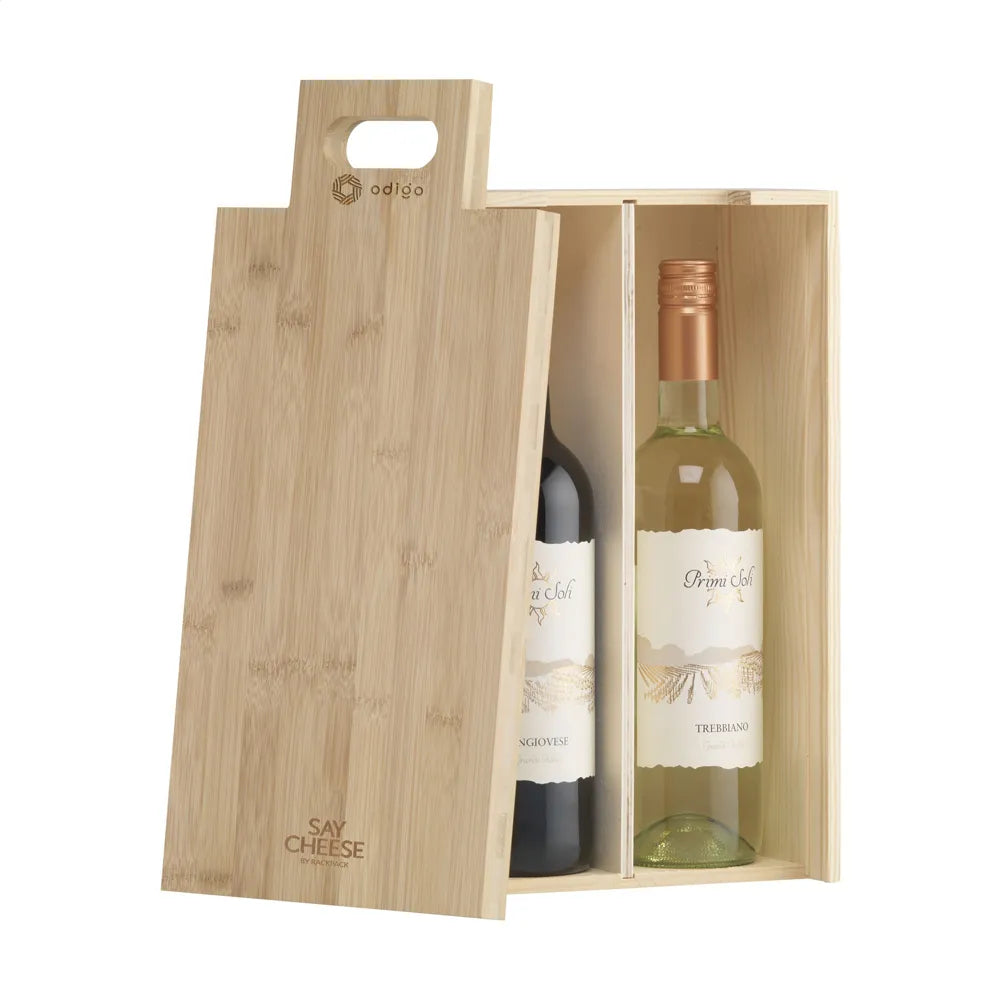 Rackpack houten wijnkist met kaasplank, Beige - 31269006