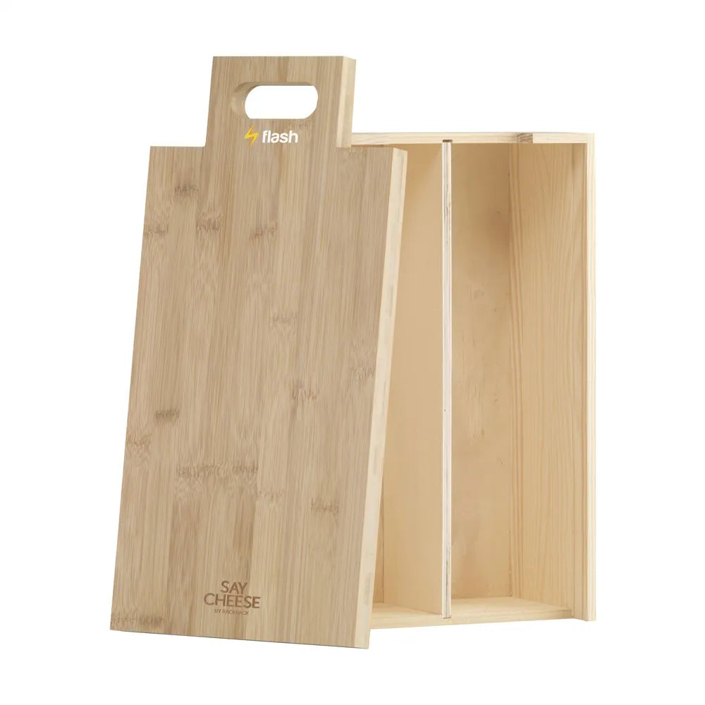 Rackpack houten wijnkist met kaasplank, Beige - 31269006