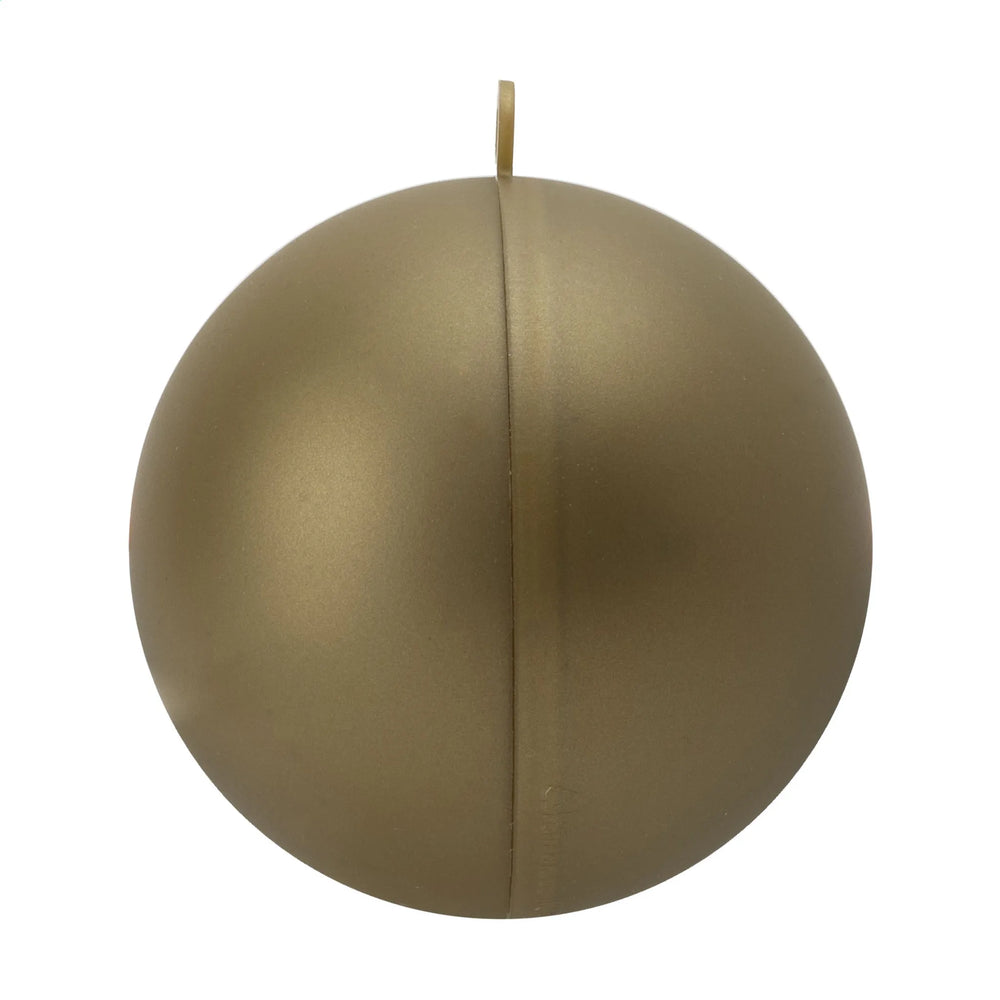 kerstbal gerecycled kunststof 70mm mat goud detail foto zijkant