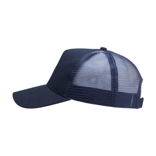 Truckercap van gerecycled katoen zijkant, Blauw - 313847