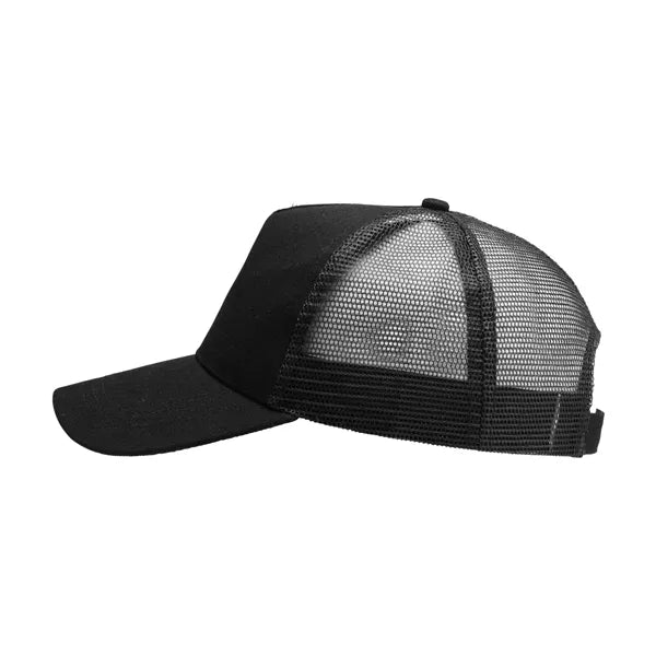 Truckercap van gerecycled katoen zijkant, Zwart - 313847