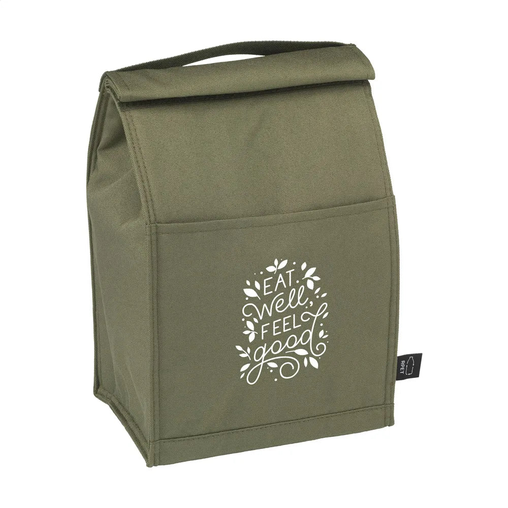 roll top lunch tas rpet olive groen met logo 314128