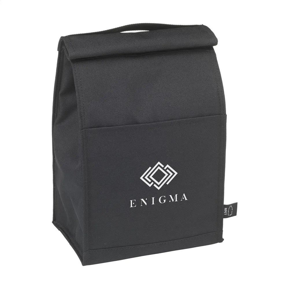 roll top lunch tas rpet zwart met logo 314128