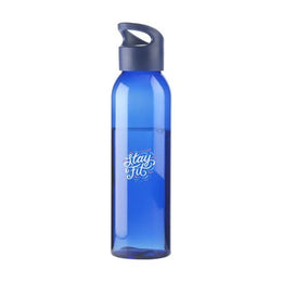 drinkfles kunststof 650 ml blauw met logo 315226