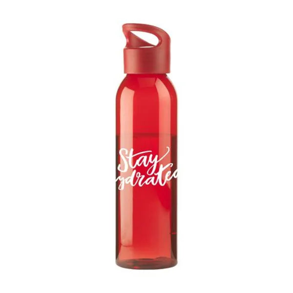 drinkfles kunststof 650 ml rood met logo 315226
