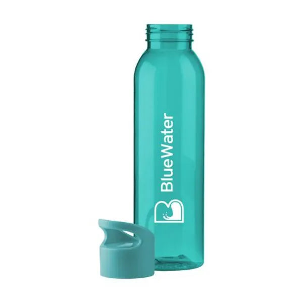 drinkfles kunststof 650 ml turquoise met logo 315226