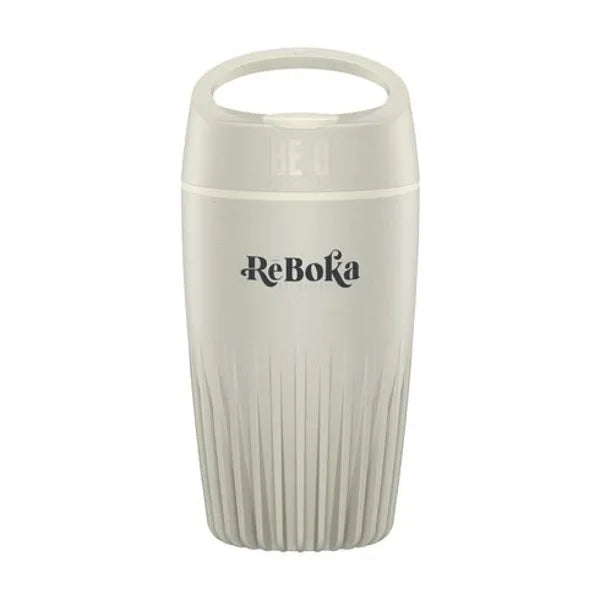 koffiebeker met deksel coffee cup 340 ml creme met logo 31W429