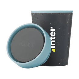 Dubbelwandige herbruikbare koffiebeker 227 ml met 360° deksel, Grijs en blauw - 31W043