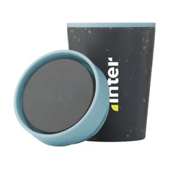 Dubbelwandige Herbruikbare Koffiebeker 227 ml met 360° Deksel - Grijs-Blauw