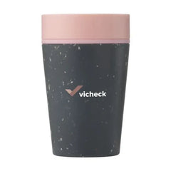 Dubbelwandige Herbruikbare Koffiebeker 227 ml met 360° Deksel - Grijs-Roze