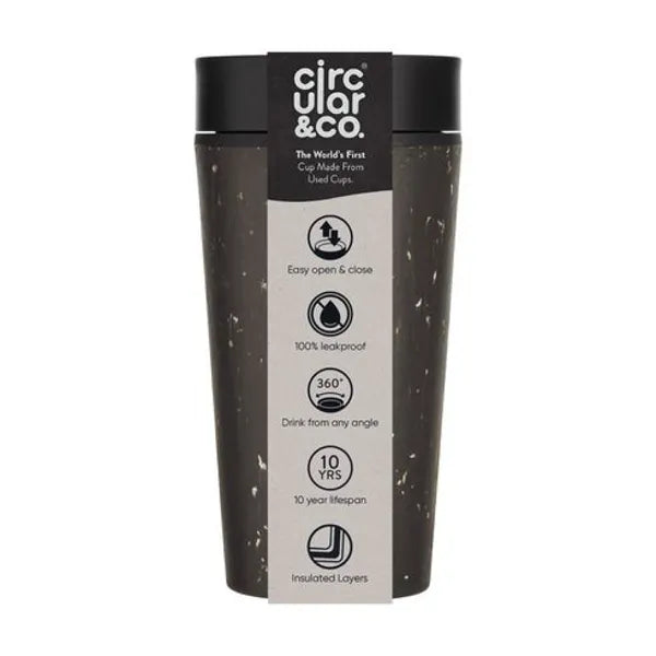 CircularenCo koffiebeker 227 ml met deksel verpakking, Zwart - 31W044