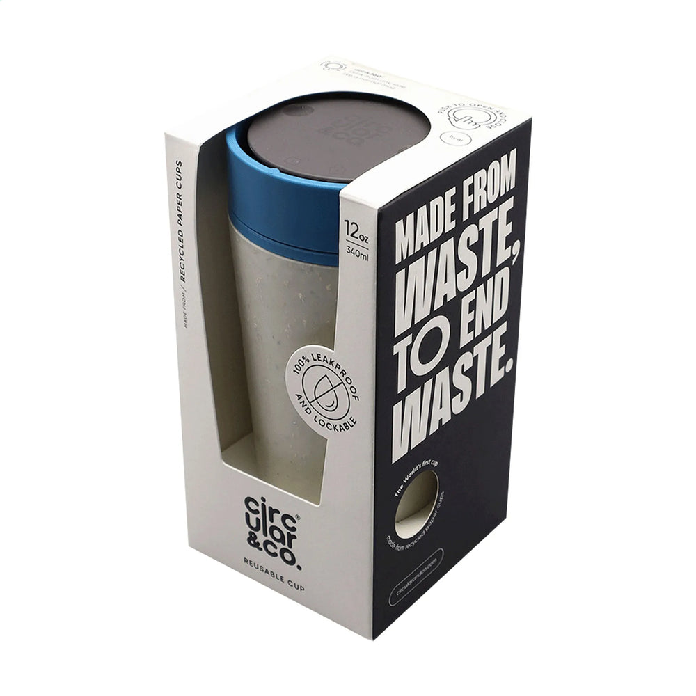 CircularenCo koffiebeker 227 ml met deksel, Wit en blauw - 31W044