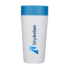 Circular&Co Dubbelwandige Koffiebeker 227 ml – Herbruikbaar & 360° Deksel - Wit-Blauw