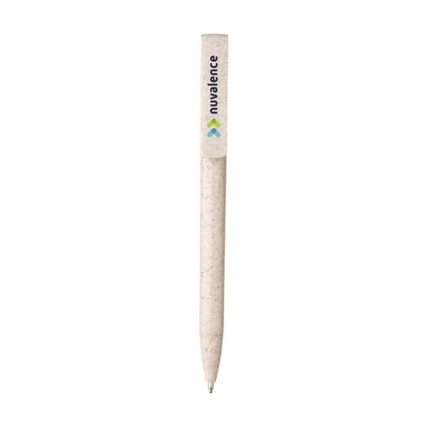 Balpen van tarwestro met telefoonhouder met bedrukking, Beige - 31W101