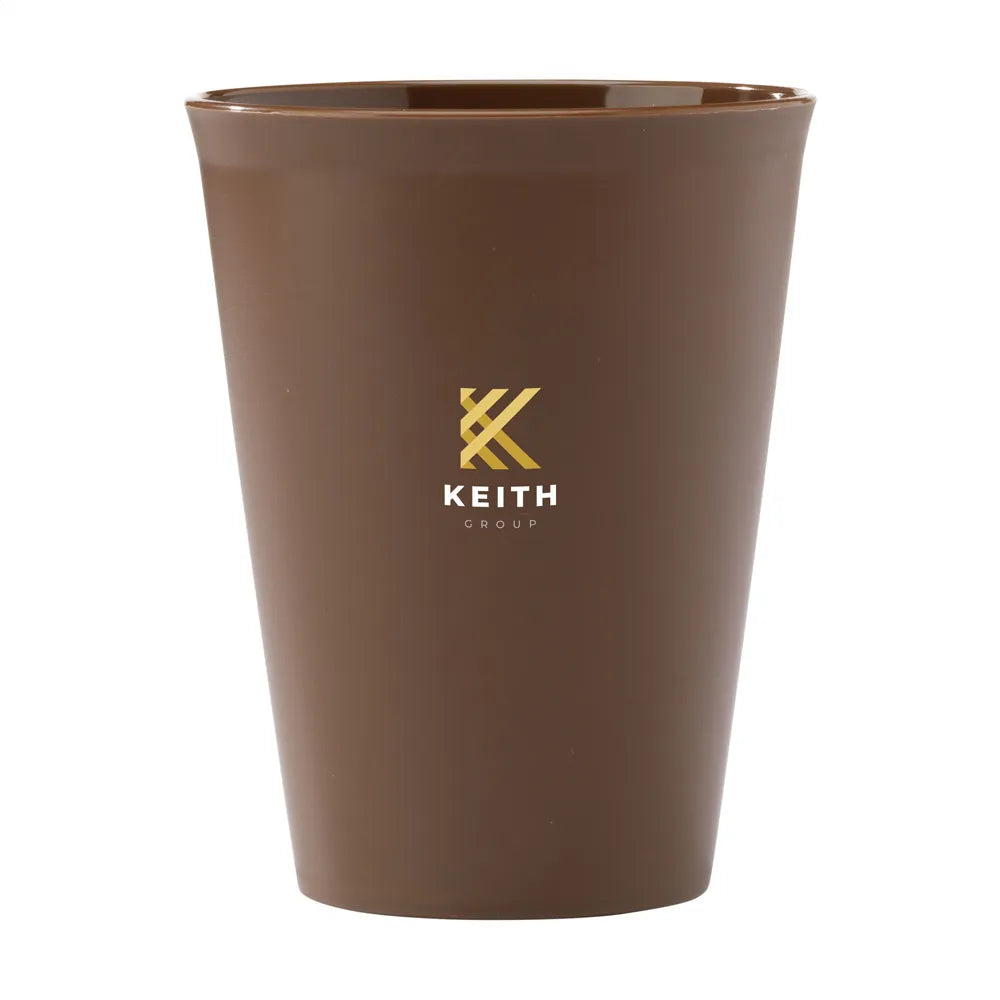 Herbruikbare koffiebeker 360 ml van bio-plastic uit suikerriet, Bruin - 31W304