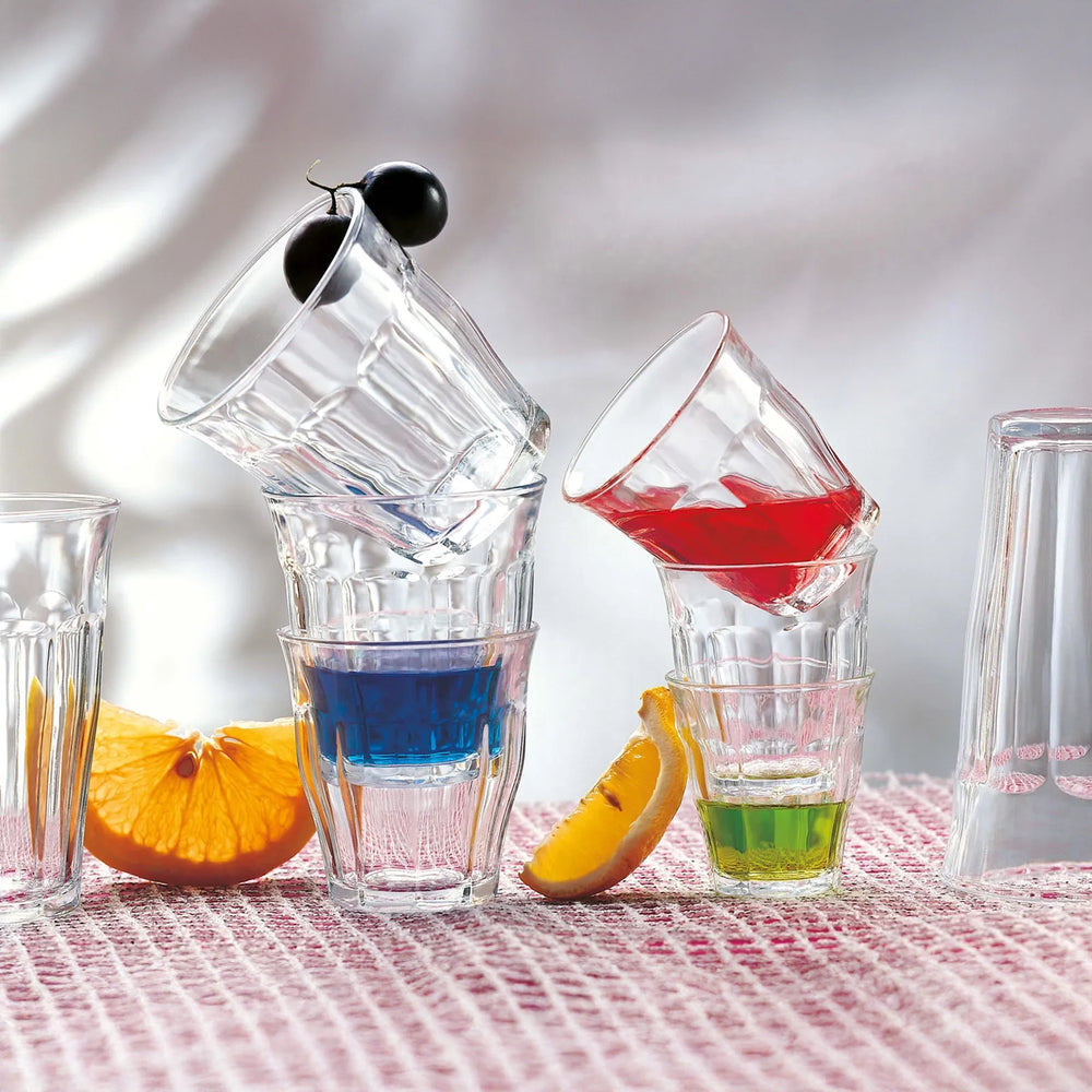 Duralex Picardie longdrinkglazen 36 cl met gekleurde dranken, Transparant - 32107802