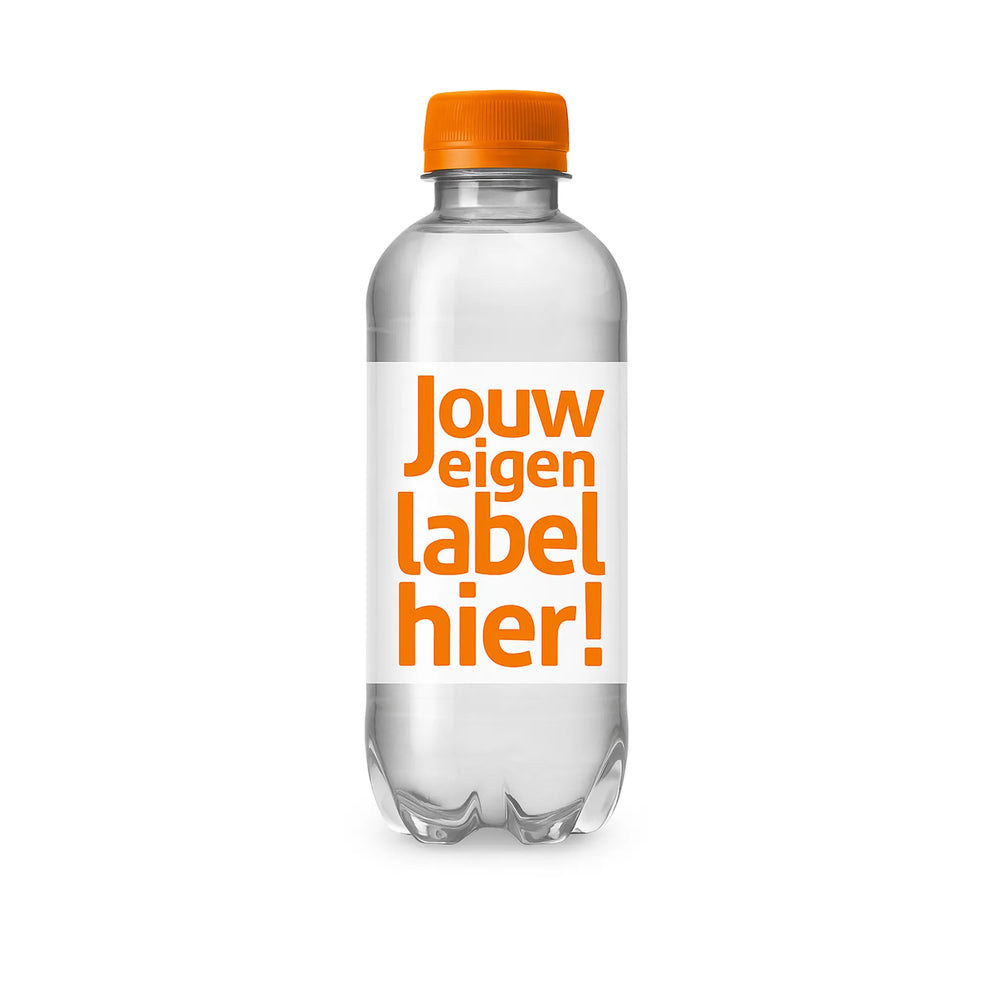 330mini r pet mineraalwaterfles 330 ml plat met sportdop inclusief full colour etiket oranje 