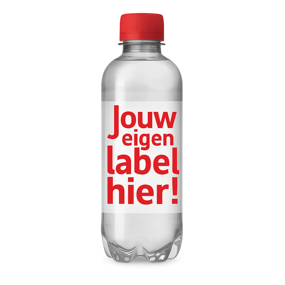 330mini r pet mineraalwaterfles 330 ml plat met sportdop inclusief full colour etiket rood 