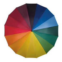 Regenboog golfparaplu met 16 panelen bovenaanzicht, Regenboog - 33GP22