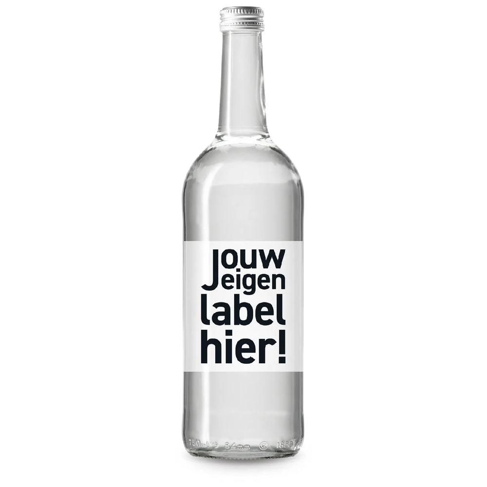 Glazen mineraalwaterfles met full colour etiket - Zilver dop