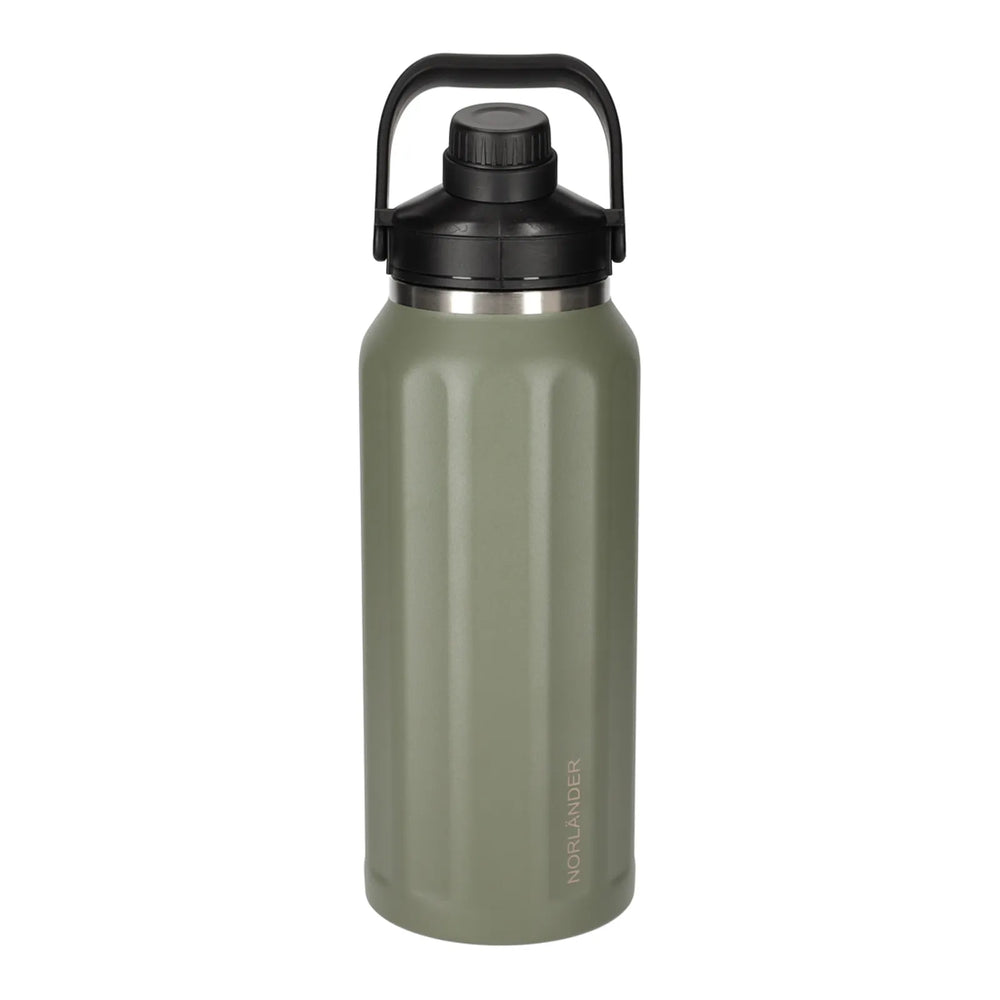 Dubbelwandige thermosfles met draaghengsel, Groen - 3828893