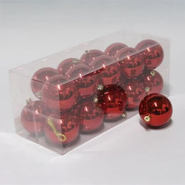 kerstballen plastic 80 mm rood in verpakking 40235010