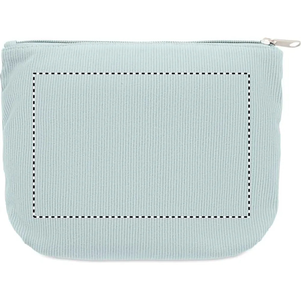 Ribfluwelen toilettasje bedrukken - Babyblauw