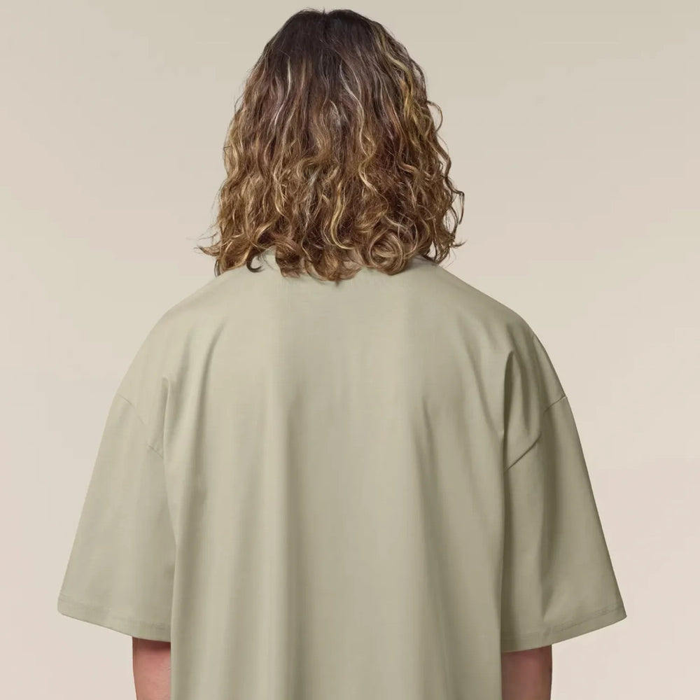 unisex oversized tshirt opstaande kraag biologisch achterkant detail 44C358