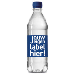 rpet mineraalwaterfles 500ml platte schroefdop bedrukken blauw 500BONE