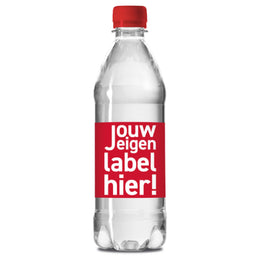 rpet mineraalwaterfles 500ml platte schroefdop bedrukken rood 500BONE