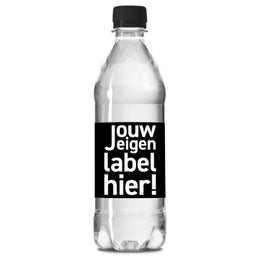 rpet mineraalwaterfles 500ml platte schroefdop bedrukken zwart 500BONE