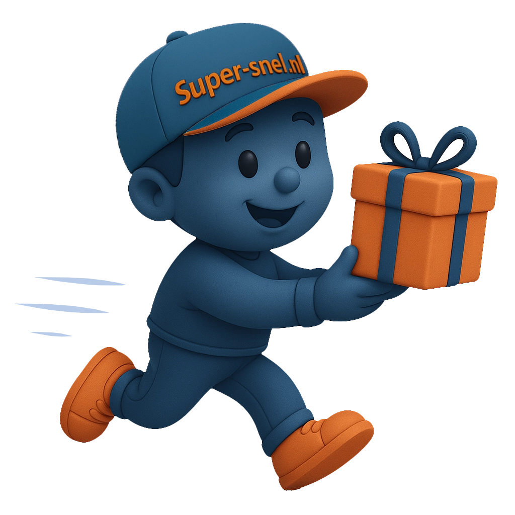 3D Mascotte van Super-snel.nl met cadeau