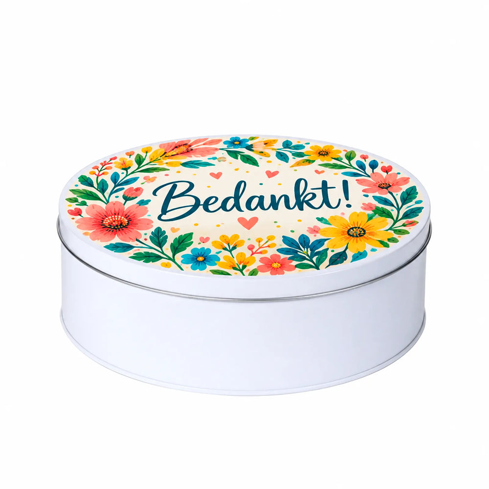 Rond koekblik met bedrukking met print , Wit - 10WR237