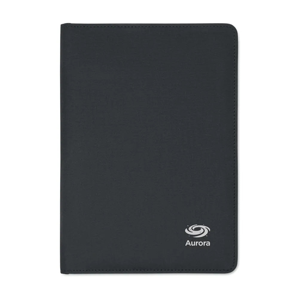 folio a5 conferentiemap in 2 tone rpet notitieblok zwart met logo 192569