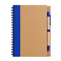 Notitieboekje ECO met kartonnen balpen - Blauw