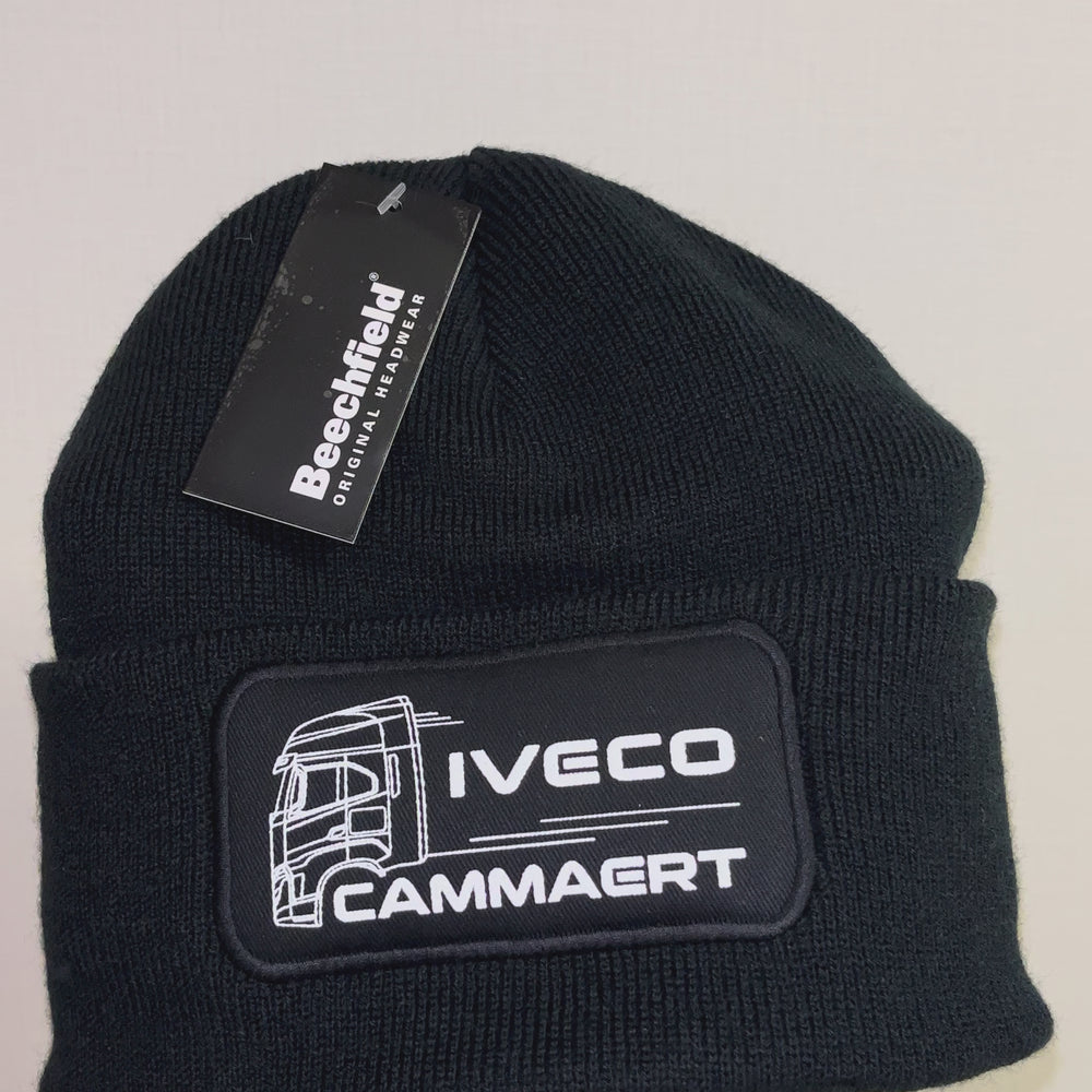 Zachte Acryl Beanie met Katoenen Twill Patch - Zwart-24CB445-video