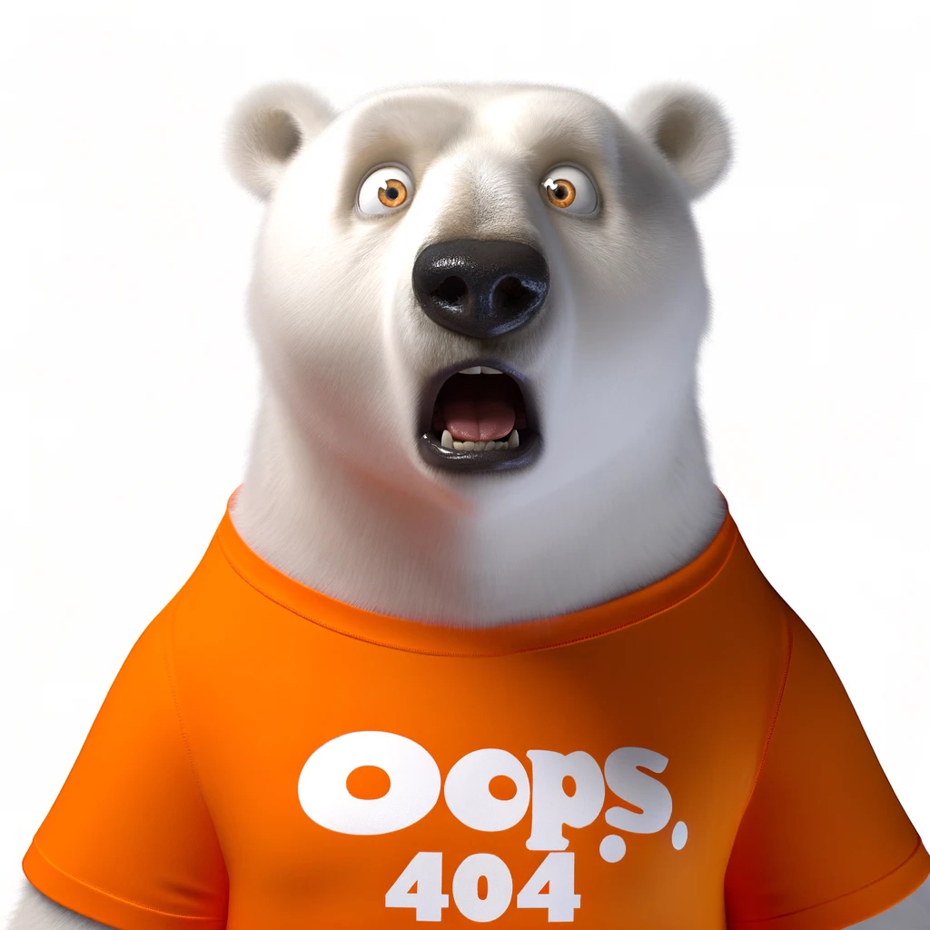 IJsbeer met oranje t-shirt Oops, 404