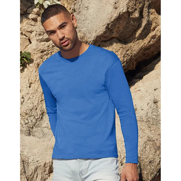 Geribde Nek T-shirt met Lange Mouwen